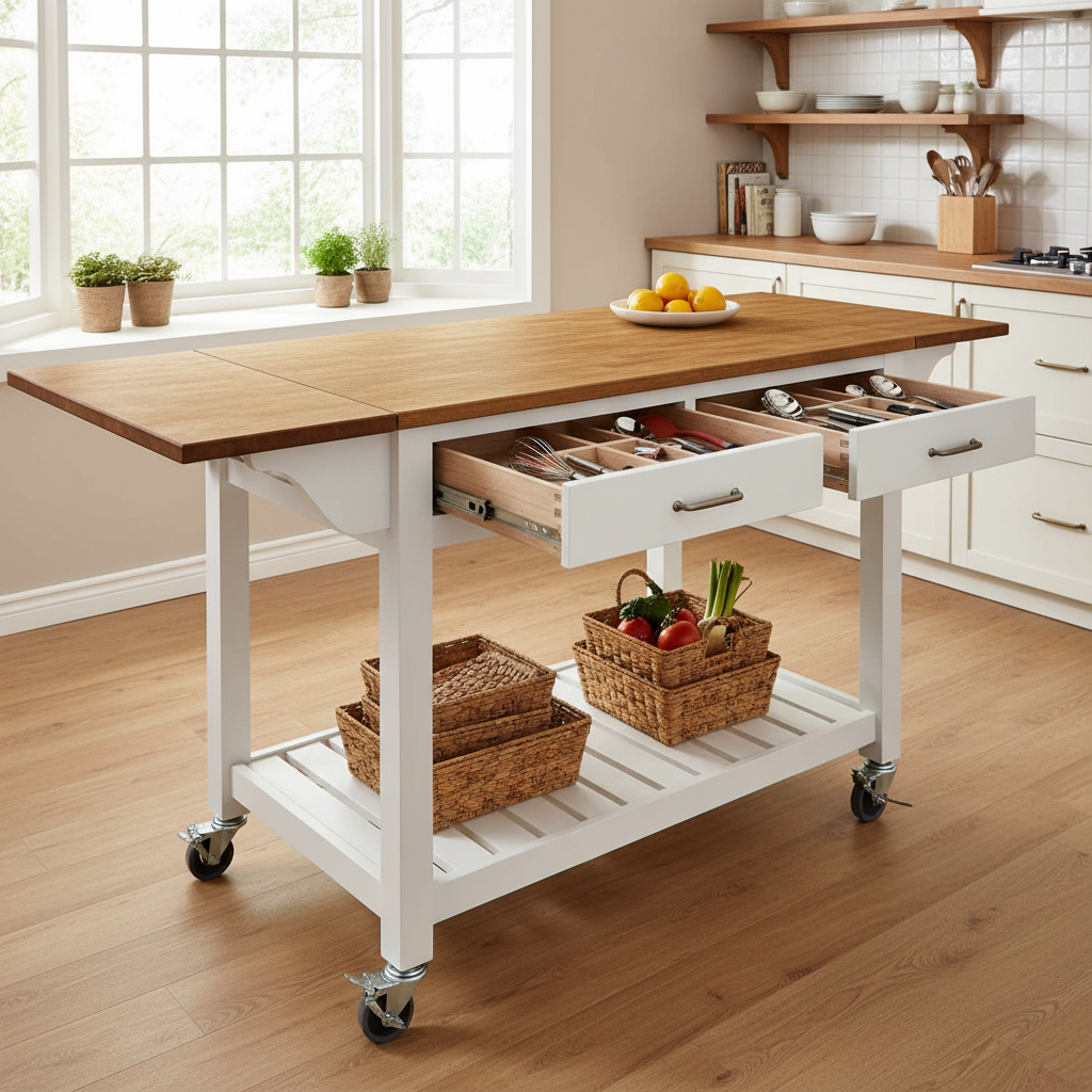 Rolling Kitchen Island Cart with Wood Top Storage in Small Kitchens: A Room-by-Room Guide to Maximizing Every Inch