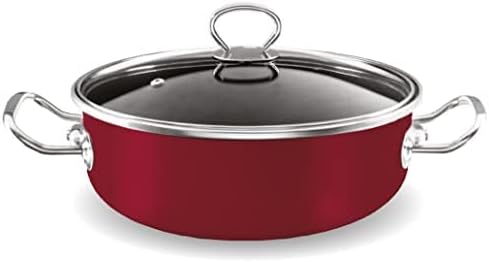 Vasconia Elegance 10-Piece Cookware Set for Most Stove Tops - Dishwasher, Grill & Oven Safe up to 480℉ (Enamel on Steel) Quick & Even Heat Distribution, Nonstick Interior, Stainless Handles (Dark Red)