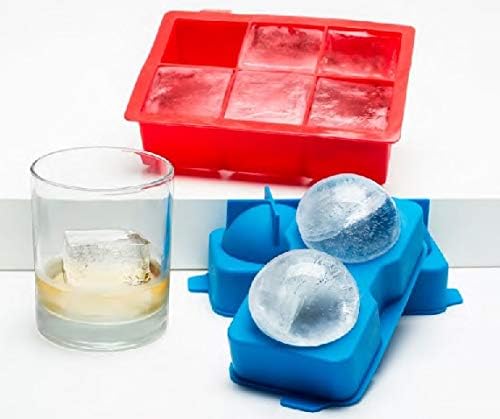 True Neptune Sphere Ice Cube Mold - Food-Safe Silicone Large Craft Ice Ball Maker Mold for Cocktails - 2.25 Inch Ice Spheres, Blue, 2-Piece Set of 1