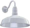 Steel Lighting Co. Gardena Barn Light | Outdoor Wall Mounted | 16" Dome | 11" Gooseneck | Farmhouse Light Made in America | White Exterior/White Interior