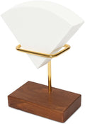 V60 01/02 Coffee Filter Holder Stand - Brass Tube & Walnut Wood Base - Pour Over Drip Accessory for Bar Counter | ASMR Coffee Station Gift for Coffee Lovers | Thanksgiving Table Decor