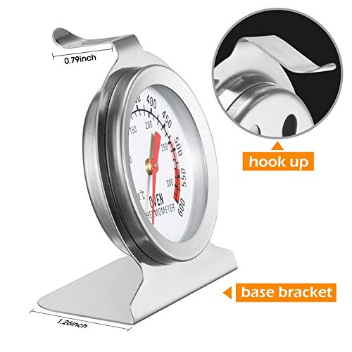in Oven Thermometer for Grill Smoker BBQ 50-300°C/100-600°F, Instant Read Precision Stainless Steel Electric/Gas Oven Thermometers, Analog Thermometer Gauge for Kitchen Cooking Baking