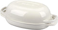 Enameled Cast Iron Oval Dutch Oven Pot with Lid, Dutch Oven for Sourdough Bread Baking, Oval Bread Pan, 5qt, White