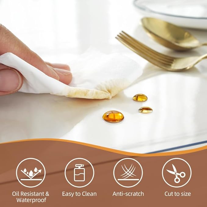 Warmstar Clear Table Cover Protector 38 x 66 Inch,1.5mm Thick Plastic Table Cover Rectangle,PVC Clear Table Protector,Desk Protector Mat for Kitchen, Dresser, Writing Desk，Dining Room Table