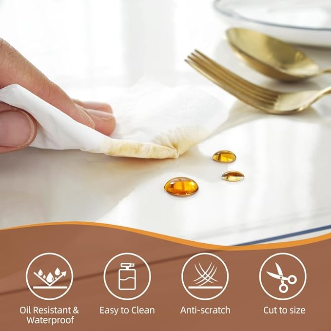 Warmstar Clear Table Cover Protector 32 x 48 Inch,1.5mm Thick Plastic Table Cover Rectangle,PVC Clear Table Protector,Desk Protector Mat for Kitchen, Dresser, Writing Desk，Dining Room Table