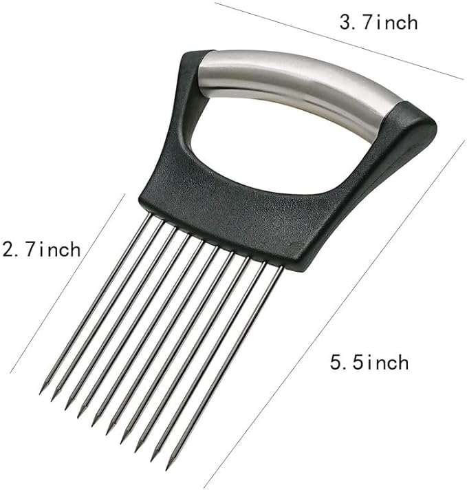 Ultra Onion Slice Holder - Stainless Steel Holder for Slicing Meat, Onion, Potato, Tomato - Kitchen Gadget (1 Pack)