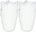 Large size White Tulip Baking Cups 2-1/4"(Base diameter) x 4"(Wall height) Greaseproof paper baking cupcake Muffin liners, Case of 130 pcs