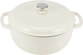 Amazon Basics Cast Iron Dutch Oven Pot with Lid, Enameled, Round, Dual Handles, Heavy-Duty, Medium, 6-Quart, White