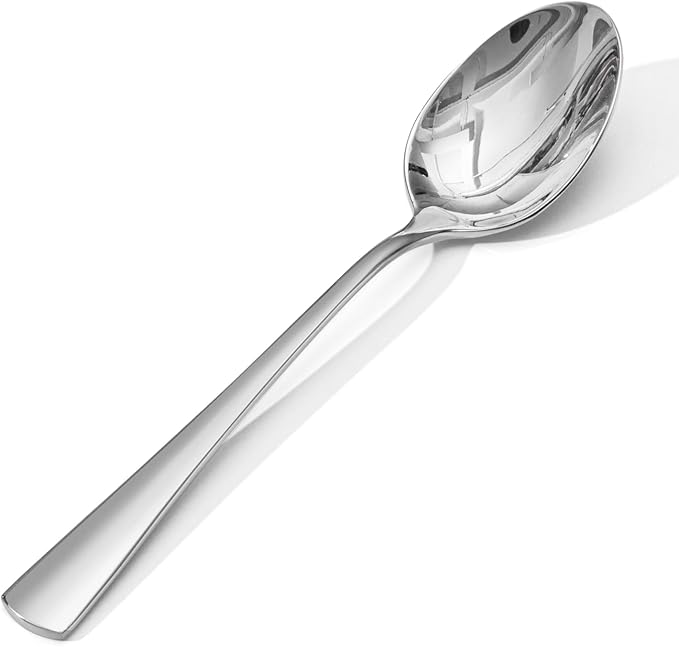 KINGSTONE 12 Piece Dinner Spoon Set, 18/10 Stainless Steel Spoons, Silver Food Grade Table spoons of 12, Metal Spoons for Home, Kitchen, Weddings, Parties or Restaurant, Dishwasher Safe-8.15inches