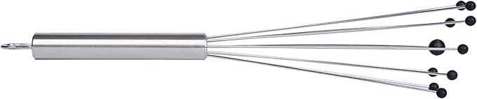 Restaurantware-German Standard 10.6 Inch Ball Whisks, 6 Kitchen Whisks With Silicone Balls - Ergonomic Handle, Dishwashable, Stainless Steel Manual Egg Beater, Durable, For Whisking, Stirring, Mixing