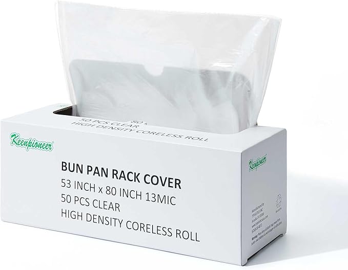 Keenpioneer Disposable Bun Pan Rack Cover Rolls, 53x 80 Inch, Clear (Case of 50)