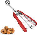 Extra Mini Cookie Scoop for Baking, 1 tsp / 5 ml Cookie Scooper, 18/8 Stainless Steel Cookie Scooper for Baking, Cookie Dough Scoop with Non-slip Grip(Red)