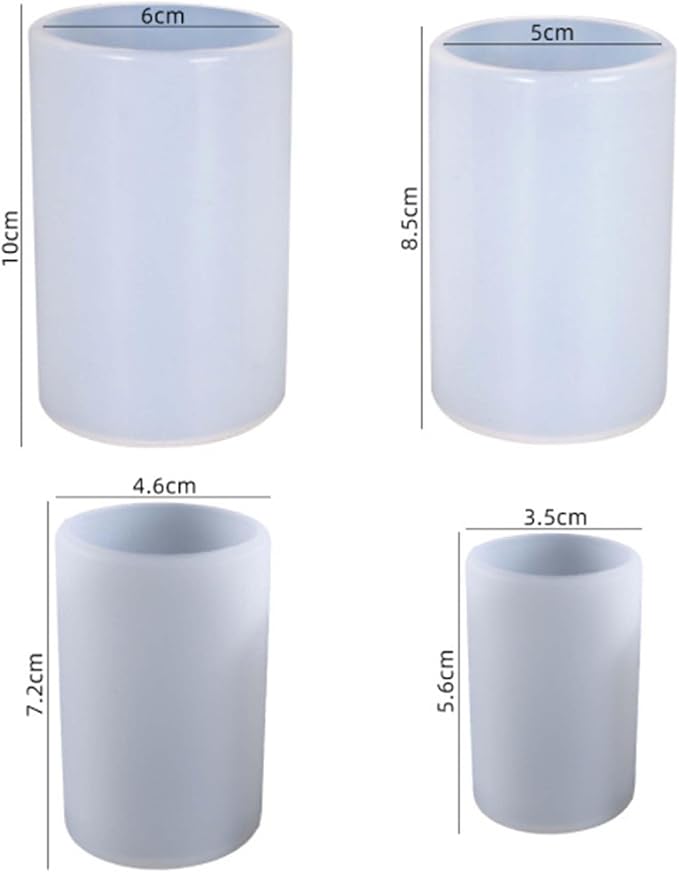 4 Pack Long Pillar Mold - Multiple Style Cylinder - Candle Silicone Wave Spiral Candle Mold - Silicone Resin Casting Molds for Candle & Resin & Soap Craft Supplies