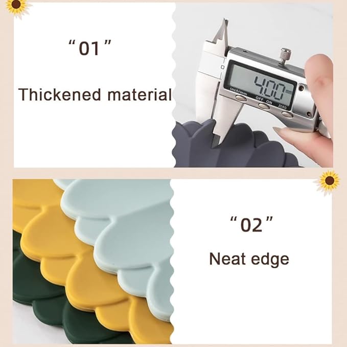 Heat-Resistant Silicone Trivet Mats, Non-Slip Hot Plate Holder for Kitchen Countertops & Dining Table, Reusable Pot Holder Pad with Secure Grip, Dishwasher Safe (Green, Diameter: 18cm/7.09")