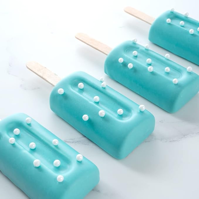 Pastry Tek 4 Cavities Popsicle Molds, 10 Cylinder Cakesicle Molds - Flexible, Freezable, White Silicone Cake Popsicle Molds, Easy Release, For Baking - Restaurantware
