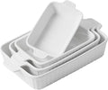 Casserole Dishes for Oven, Ceramic Baking Dishes, Porcelain Bakeware Set of 4, Rectangular Baking Pan, White Deep Lasagna Pan with Handle for Cooking, Roasting, Cake, 15.3"/12.8"/11.6"/9.8"