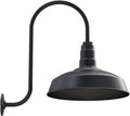Steel Lighting Co. Gardena Barn Light | Outdoor Wall Mounted | 16" Dome | Upslope Gooseneck | Farmhouse Light Made in America | Matte Black Exterior/Matte Black Interior