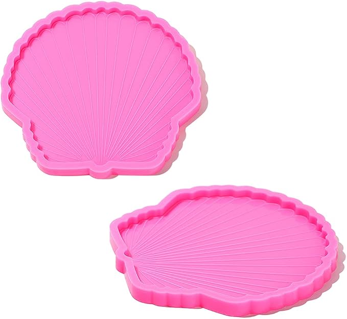 Silicone Coaster Mold for Resin - Seashell Shape DIY Epoxy Cup Mat Maker, Wine Glass Holder, Agate Style Home Decor Craft Project