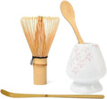 Matcha Whisk Holder Matcha Chasen Whisk Stand Ceramic Holder fit for Traditional Japanese Tea Ceremony Starter (Cherry Blossoms porcelain white)