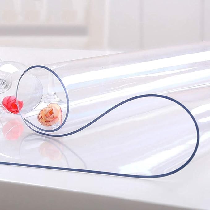 NECAUX Custom 18 x 35.5 Inch Clear Desk Cover Protector, 1.5mm Thick Plastic Desk Pad, Desk Protector Clear, Desk Mat on top of Desk, Clear Table Cover Protector for Computer Writing Desk, Side Table