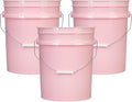 House Naturals 5 Gallon Premium HPDE Plastic Bucket - Made in USA Food Grade Storage Container, BPA Free All Purpose Pail (3, Pink)