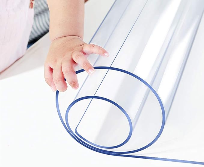 Custom 1.5mm Thick Crystal Clear PVC Table Pad for 4 Foot Tables 48 x 48 Inch Water Resistant Plastic Table Protector Rectangular Vinyl Non-Slip Desk Mat for Coffee Table, Writing Desk Outdoor Kitchen