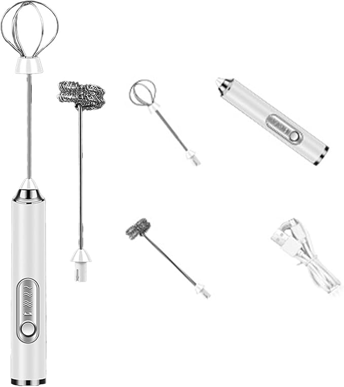 3-Speed USB Rechargeable Handheld Electric Milk Frother, Cordless Mini Whisk for Coffee, Egg Beater for Baking, Baby Food Blender with One-Touch Operation, Stable Stirring No Splash