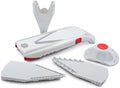 Swissmar Börner VPower V-Slicer Mandoline – Professional Kitchen Tool with Adjustable Thickness – Precision Food Slicer for Vegetables, Julienne, Shredding – Includes Safety Holder & Inserts - White