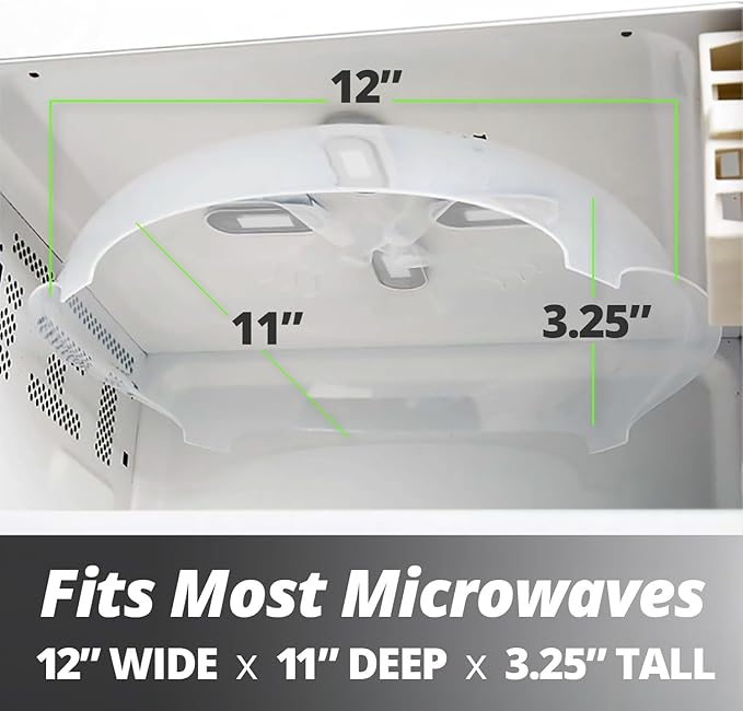 HOVER COVER Magnetic Splatter Cover, 12-Inch Clear BPA-Free Food Lid, Vented Plate Guard with Steam Vents, Anti-Splash Microwave Lid - Heather Gray