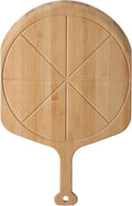 14” Bamboo Pizza Peel - Lightweight Smooth Wooden Pizza Paddle and Pizza Cutting Board with 8 Slice Grooves, Outdoor Pizza Oven Accessories, 21.6 Inch x 14 Inch