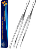 JETKONG 2 Pcs 16-Inch Kitchen Tweezers Extra Long Tweezer Tongs, Heavy Duty Stainless Steel Cooking Tweezers (Silver)