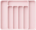 Kitsure Cutlery Drawer Organiser for Kitchen - Adjustable Cutlery Tray for Effortless Utensil Sorting, Versatile Kitchen Storage & Organisation Solution, 12.13" x 1.54" x 8.07"~13.90", Pink
