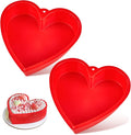 10 Inch Heart Shaped Cake Pans, 2 Pack Nonstick Silicone Heart Baking Molds for Cakes, Cheesecakes and Brownies (Red)