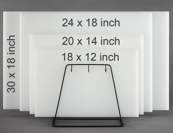 CURTA 2-Pack Cutting Boards for Kitchen, 18" x 12" x 0.5" Blue Color Coded Plastic Chopping Board with Anti Slip Surface Dishwasher Safe