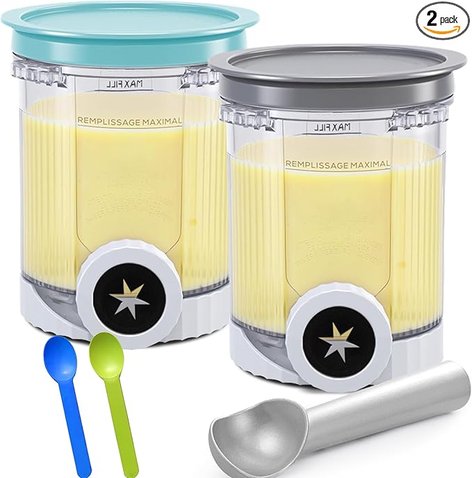 Creami Pints and Lids for Ninja Swirl, 2 pack Creamy Icecream Containers Cups Jars Tubs Canisters Smoothie Pot Compatible with NC700 Series Creamer Ice Cream Cones Machine Serve Soft Maker Accessories