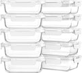 M MCIRCO [10-Pack,22 Oz Glass Meal Prep Containers,Glass Food Storage Containers with lids,Glass Lunch Containers,Microwave, Oven, Freezer and Dishwasher, White