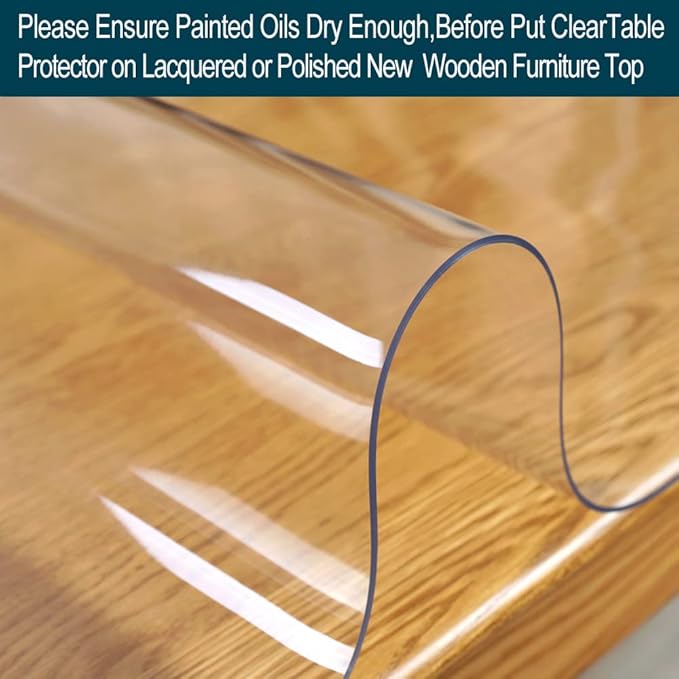 Wadrac Clear Table Protector Plastic Table Cloths PVC Night Stand Table Cover Mat Office Desk Mat Shelf Surface Protection Crystal Children Painting Cover Pad Transprent Rectangular 24x30 inch