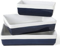 MARTHA STEWART 3 Piece Oven to Table Stoneware Bakeware, Baking Dish & Casserole Set Cobalt Blue