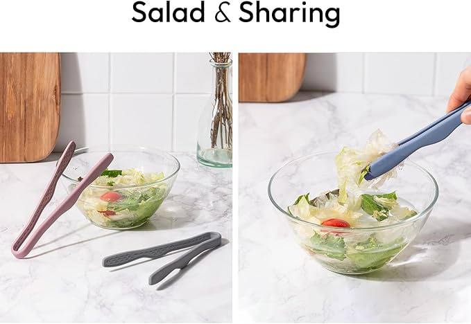carrotez Mini Silicone Toaster Tongs, Anti-Slip,Non-Scratch Mini Tongs 7inch - Green