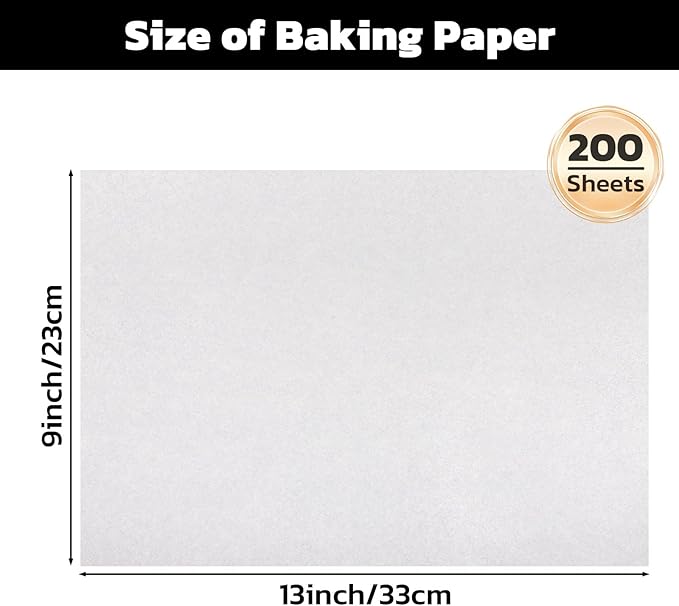 Beasea Parchment Paper Sheets, 200pcs 9x13 Inch White Precut Nonstick Heavy Duty Parchment Baking Paper Sheets for Air Fryer Cooking, Grilling, Frying and Steaming