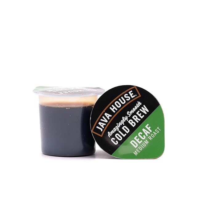 Java House Single-Serve Cold Brew Coffee Pods – Premium 100% Arabica Liquid Concentrate – Smooth & Bold Decaf Roast – 48 Pods – Ready Hot or Iced, Travel-Friendly, TSA Approved