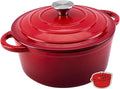 Enameled Cast Iron Dutch Oven Pot with Lid Heavy-Duty Cookware for Bread Baking, Braising, Stews, Roasting,7QT，red