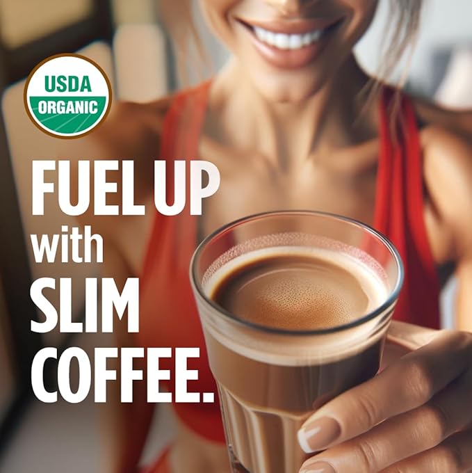 VitaCup Slim Organic Coffee Pods, Diet Support with Ginseng, Garcinia, B Vitamins, Bold Medium Dark Roast, Single Serve Pod, Compatible with Keurig K-Cup Brewers,24 Ct