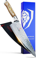 Dalstrong Chef Knife - 8 inch Blade - Shogun Series - Japanese AUS-10V Super Steel Kitchen Knife - Olive Wood Handle - Damascus - Razor Sharp Knife - Professional Full Tang Knives - Sheath Included