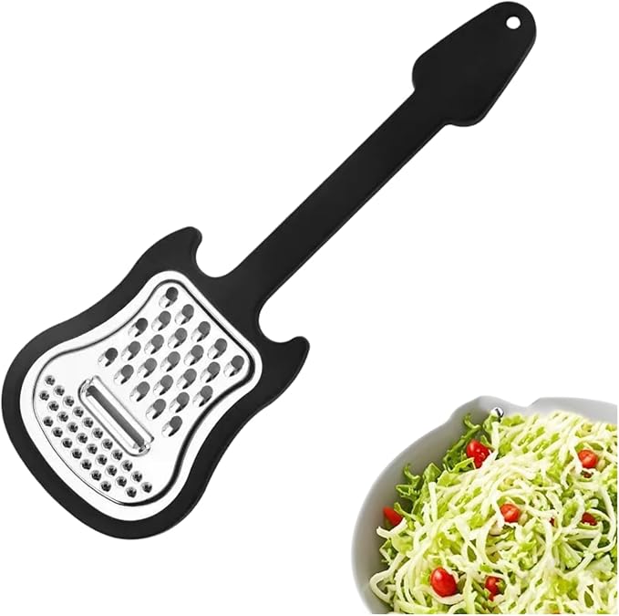Handheld Cheese Grater, Stainless Steel Shredder with Handle Multi-Functional Guitar Shaped Kitchen Slicer Grater Zester for Vegetables, Fruit, Salad, Cheese Graters