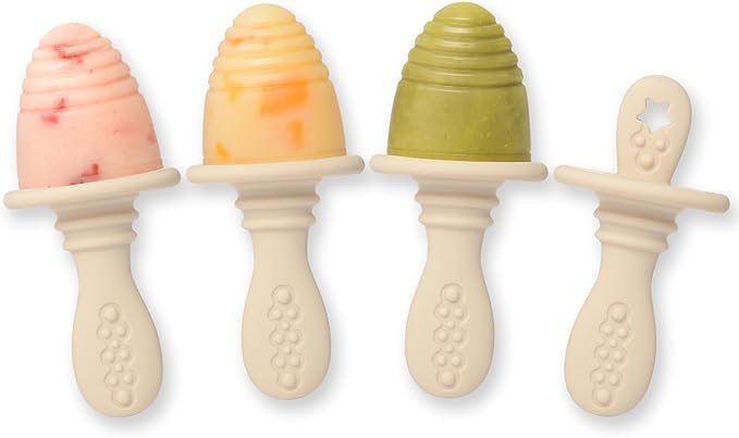 PrimaStella Silicone Petite Pops - Baby Popsicle Mold - BPA Free - Dishwasher Safe - 4 months+ (Oat Teether Pops)