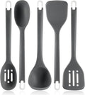 Silicone Kitchen Cooking Utensils Set: MOACC Heat Resistant 13inch Long Kitchen Gadgets, BPA Free Non Stick Rubber Cook Accessories For Food Prep, Frying, Serving, Basting (Dark Grey)