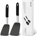 Unicook Flexible Silicone Spatula Turner 2 Pack, 600°F Heat Resistant Spatula for Nonstick Cookware, Essential Kitchen Cooking Utensil for Flipping Eggs, Burgers, Crepes and More, Small and Medium
