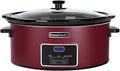 HOMECOOKIN 6 Quart Programmable Slow Cooker, Kitchen Appliances, Perfect Kitchen Small Appliance for Family Dinners, Red Stainless Steel
