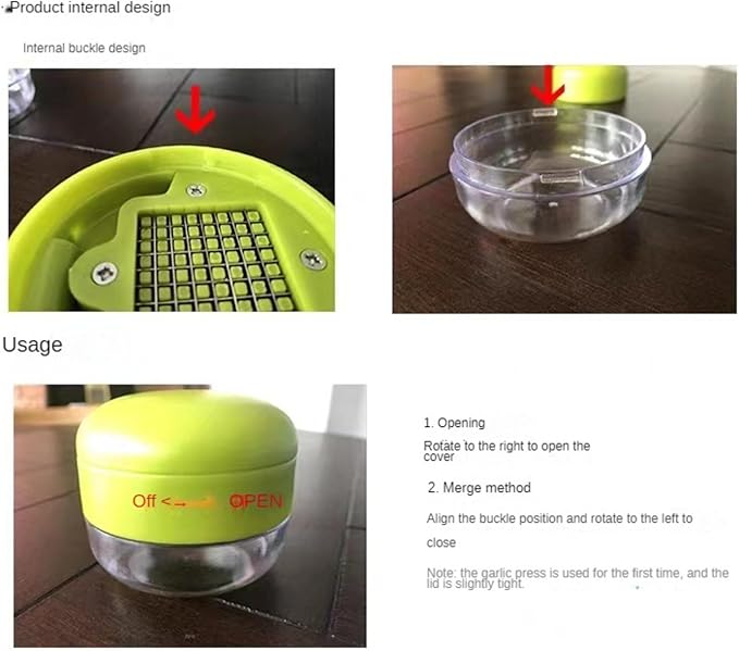 Garlic Press Dicer Wheel, Plastic Garlic Masher, Simple Household Manual Kitchen Tool with Garlic Press Box (rotundity)